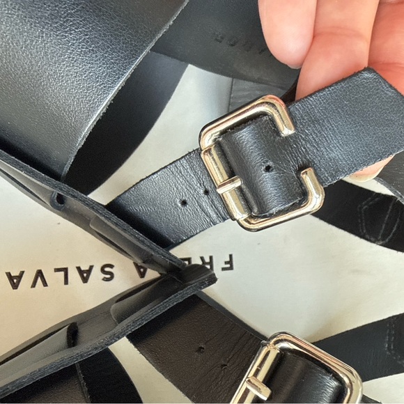 Freda Salvador Black Leather Darya Lug Sole Fisherman Sandals - Picture 6 of 7